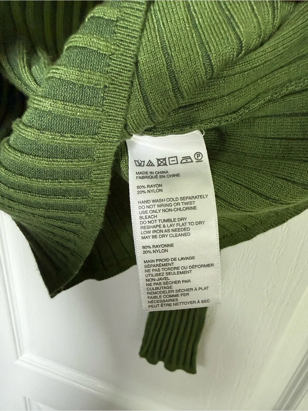 Olive Ribbed Turtleneck Women's Sweater - Picture 4 of 4